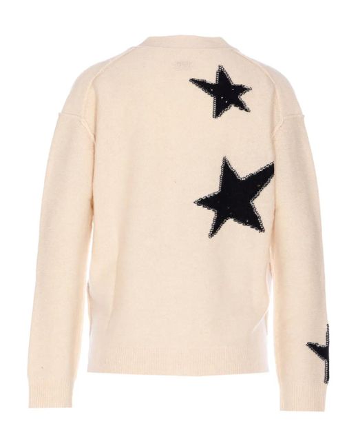 Zadig & Voltaire Natural Star-Intarsia Cashmere Cardigan