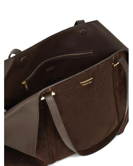 Grand Sac Cabas À Rabats Latéraux Ferragamo en coloris Black