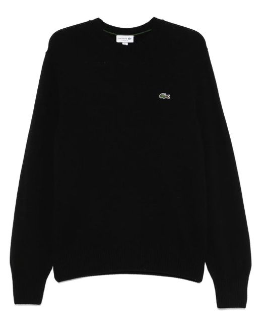 Lacoste Black Carded-Wool Crew-Neck Sweater for men