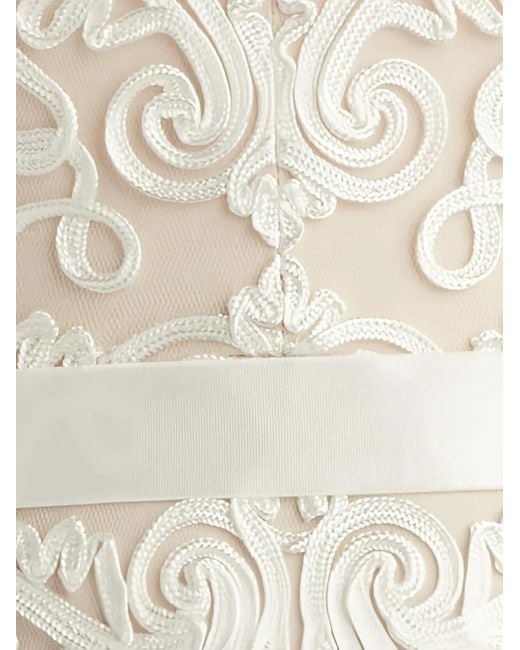 Tadashi Shoji Natural Belline Lace Ribbon Midi Dress