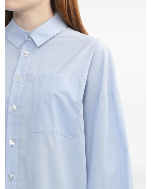 Enfold Blue Draped-Back Shirt