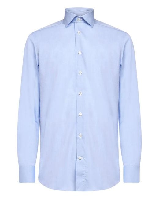 D4.0 Blue Button Long-Sleeves Shirt for men
