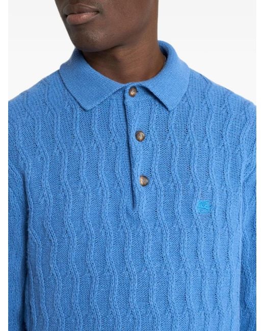 Etro Blue Polo-Style Sweater for men