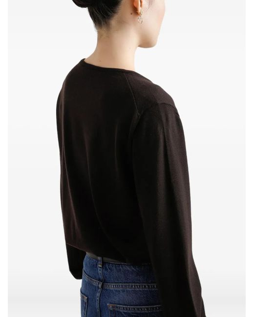 Dolce & Gabbana Black Scoop-Neck Long-Sleeve Top