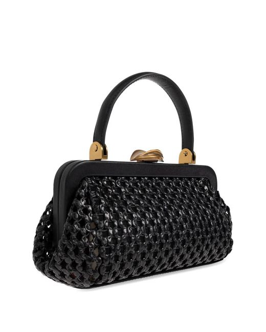 Cult Gaia Black Mini Zuma Woven Tote Bag