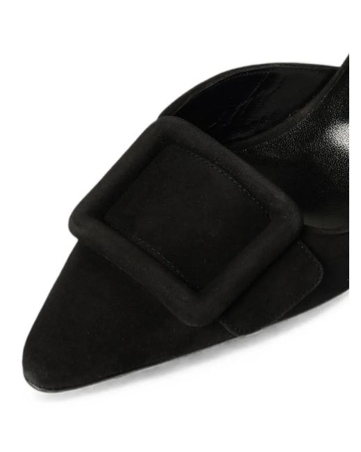 Manolo Blahnik Black Maysale Buckled Pumps