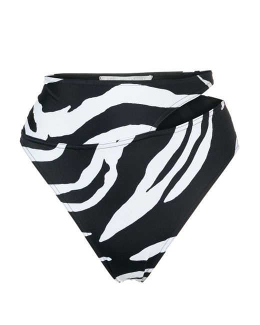 Stella McCartney Black Zebra-print Cut-out Bikini Bottoms