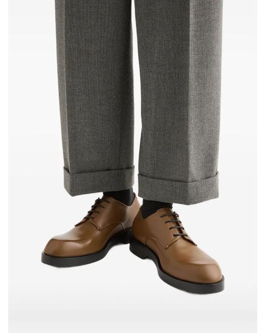 Jil Sander Brown Leather Derby Shoes for men