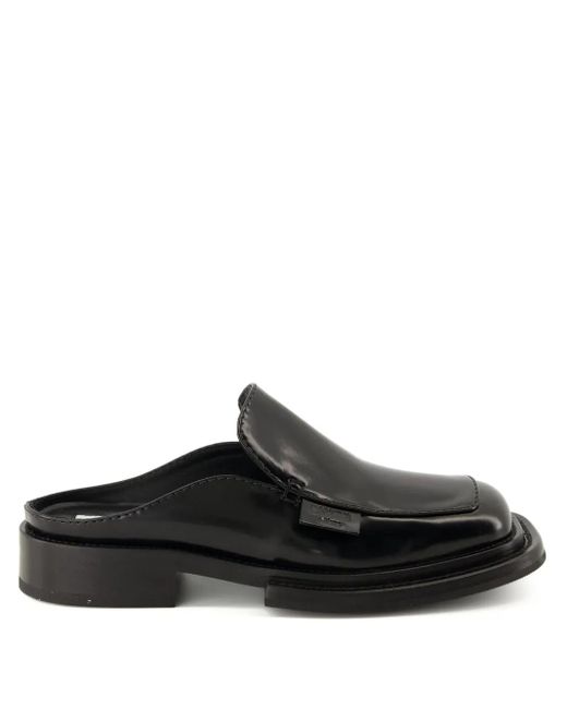 Moschino Black Leather Mules