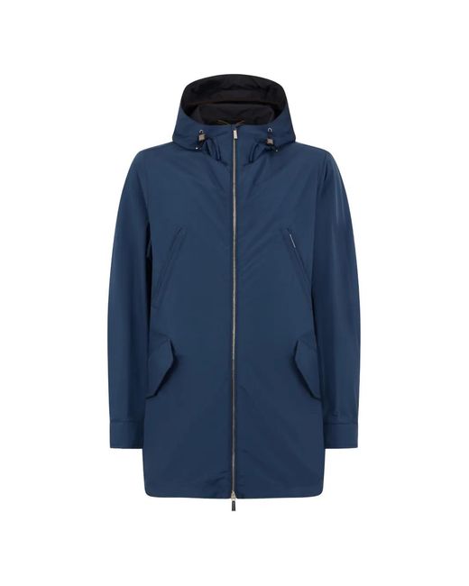 Moorer Blue Alvin Hood Windbreaker Jacket for men