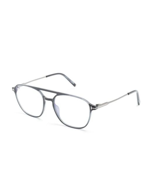 Tom Ford Blue Pilot-Frame Acetate Glasses for men