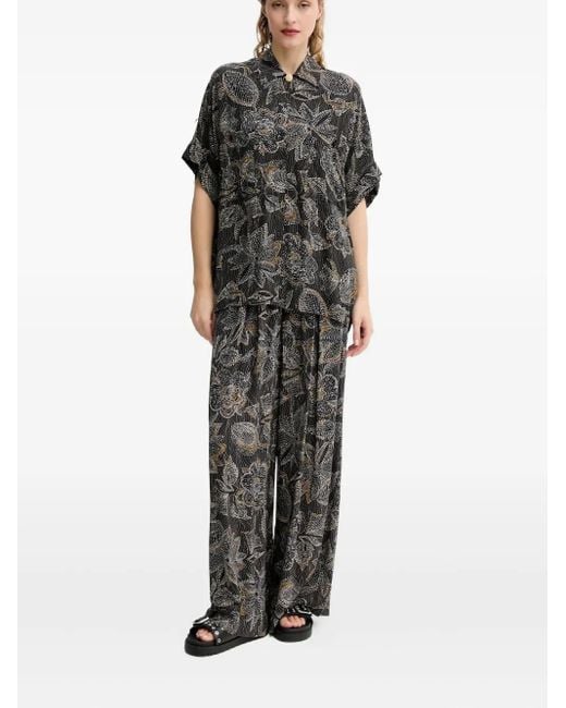 Sessun Black Floral-Print Trousers