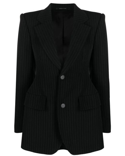 Balenciaga Black Hourglass Pinstripe Single-Breasted Blazer