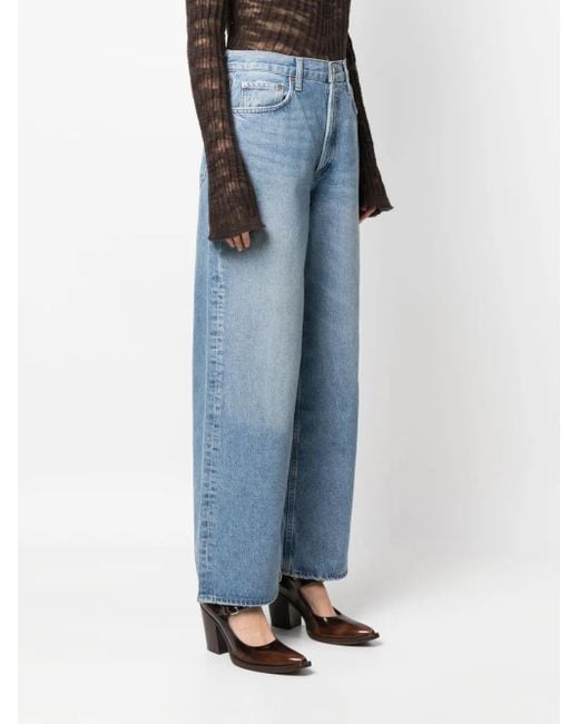 Agolde Blue Denim Low Rise Baggy Jeans
