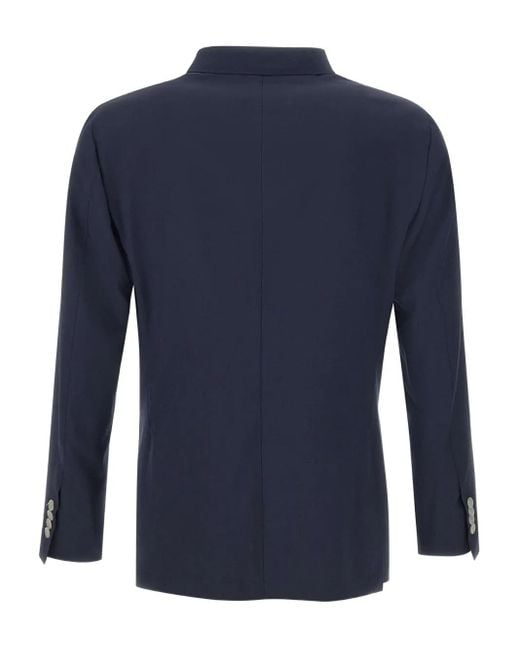 Barba Napoli Blue Wool Blazer for men