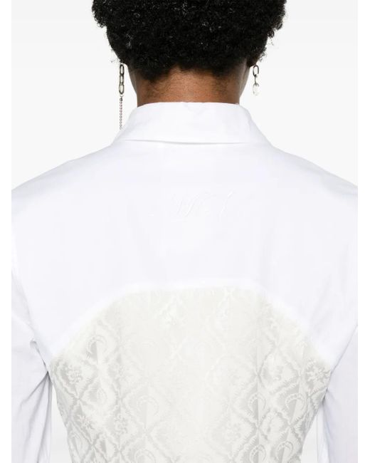 MARINE SERRE White Regenerated Household Linen Shirt - Women's - Viscose/acetate/cotton/spandex/elastane