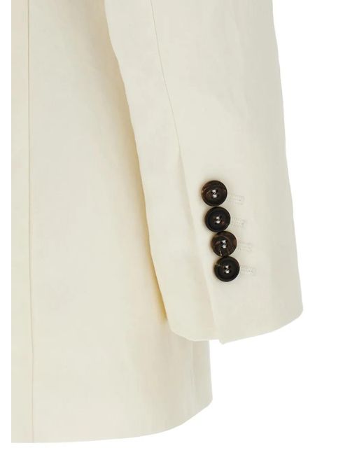 Brunello Cucinelli Blazer Met Dubbele Rij Knopen in het Natural