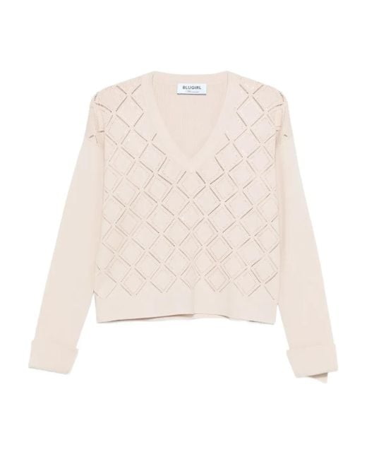 Blugirl Blumarine Vネック セーター Natural