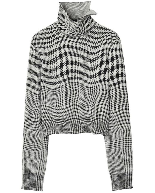 Burberry Gray Houndstooth-jacquard Sweater
