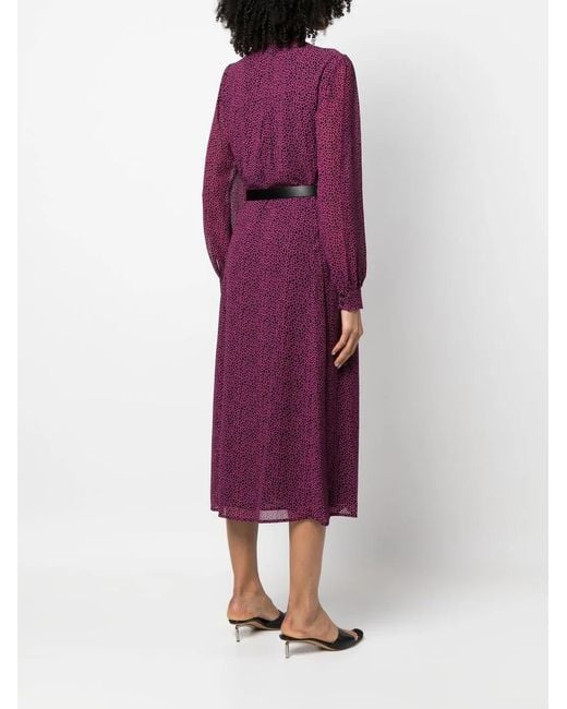 MICHAEL Michael Kors Purple Belted-Waist Midi Dress