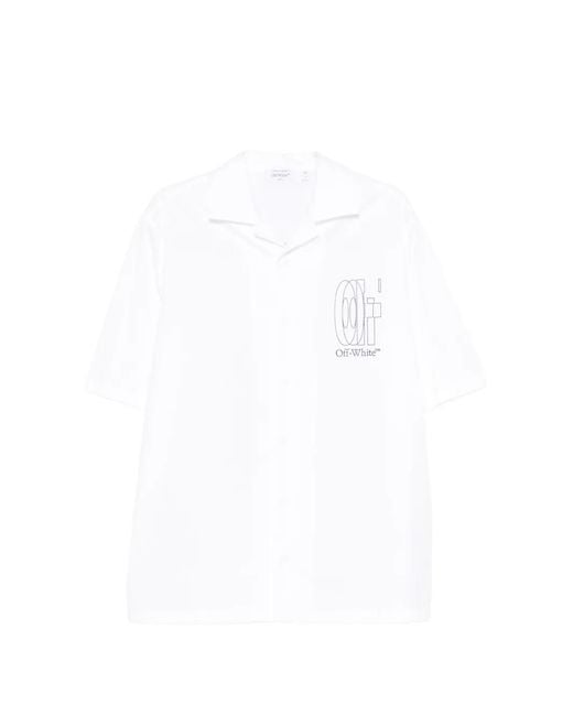 Off-White c/o Virgil Abloh White Logo-Print Short-Sleeve Shirt for men