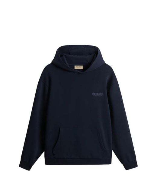 Woolrich Blue Logo-Print Hoodie for men