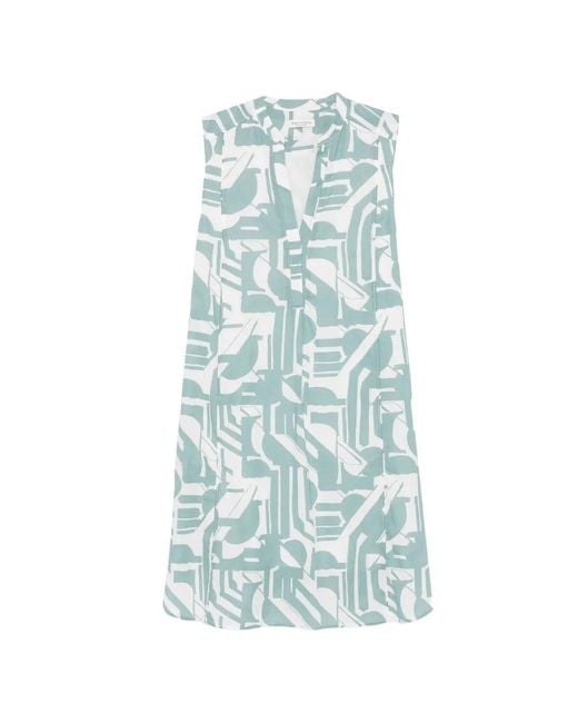 Marc O' Polo Blue Abstract-Print Sleeveless Mini Dress