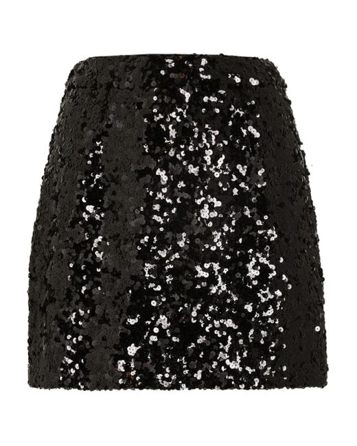 Dolce & Gabbana Black Sequined Mini Skirt