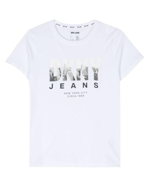 DKNY White Skyline Photograph-print T-shirt