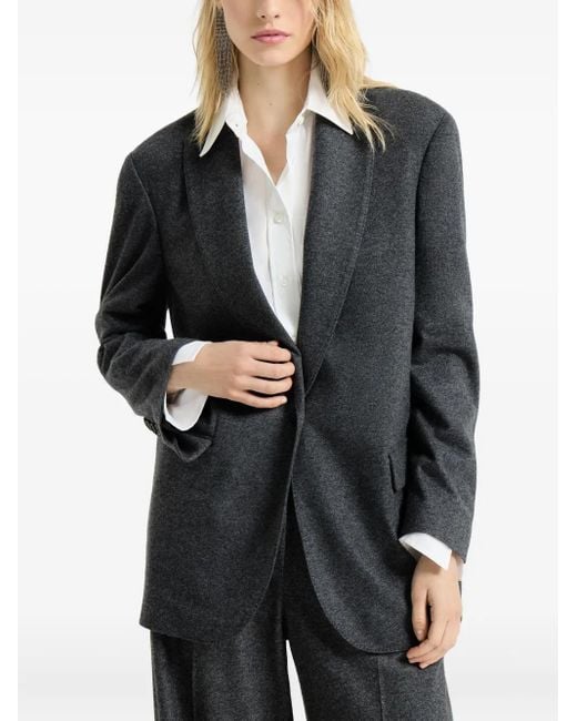 Brunello Cucinelli Blue Cashmere Jersey Blazer With Monili