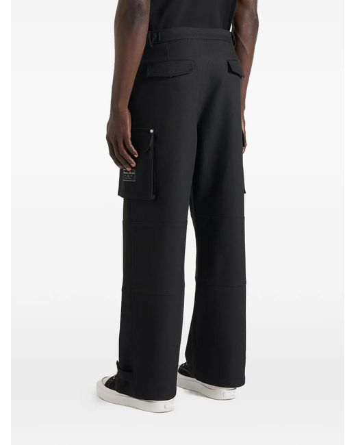 Manière De Voir Black Mathis Twill Wide-Leg Cargo Trousers for men