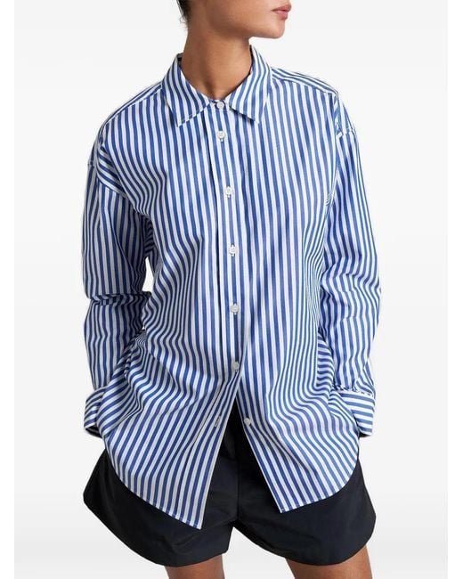 La Ligne Blue Shelby Striped-Pattern Shirt