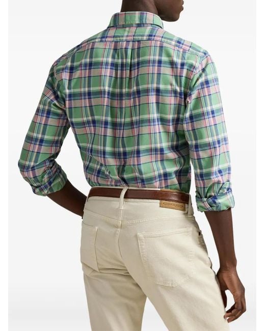 Polo Ralph Lauren Blue Plaid-Pattern Cotton Shirt for men