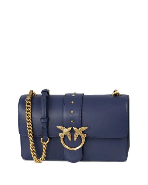 Pinko Blue Medium Love Leather Cross Body Bag