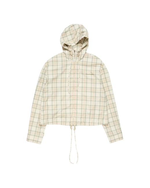 Acne White Plaid Hooded Jacket