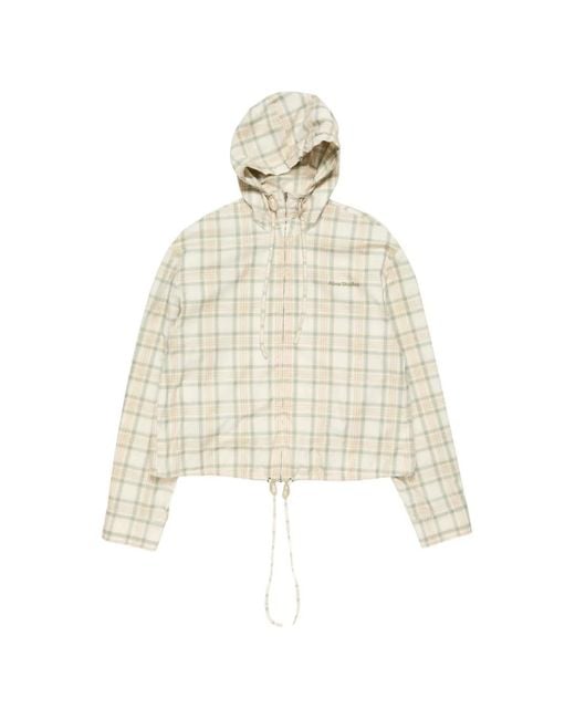Acne White Plaid Hooded Jacket