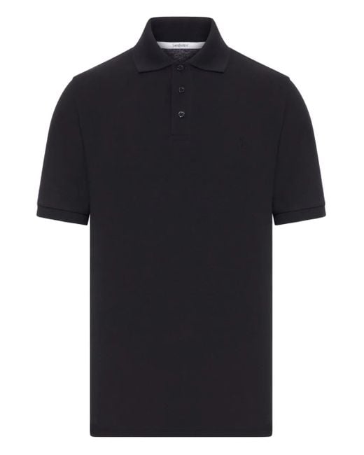 Saint Laurent Black Classic Cotton Pique Polo Shirt for men