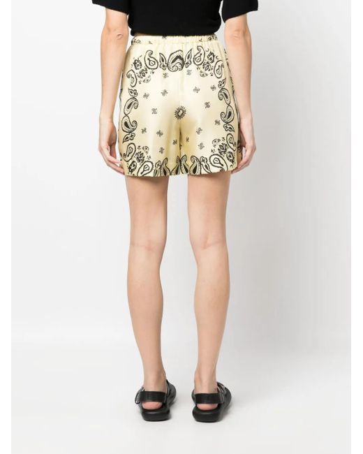 Nanushka Natural Paisley-Print Silk Shorts