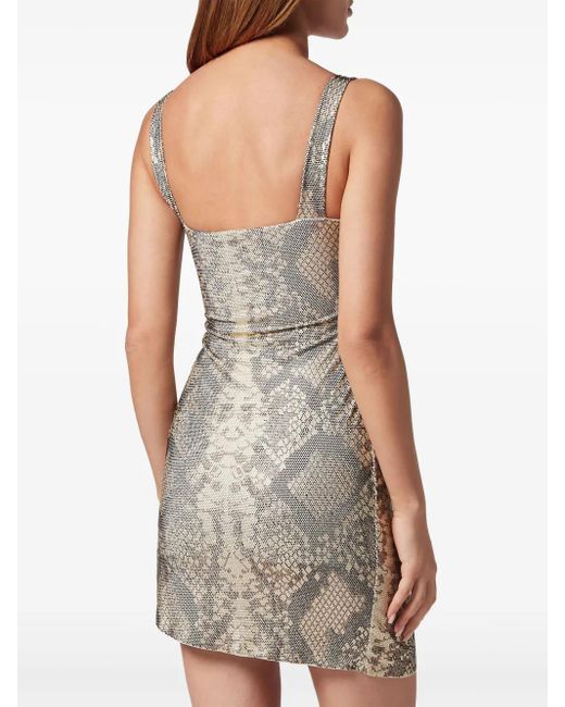 Philipp Plein Mini-Jurk Verfraaid Met Stras in het Gray