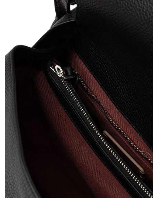 Coccinelle Black Grained-Leather Foldover Tote Bag