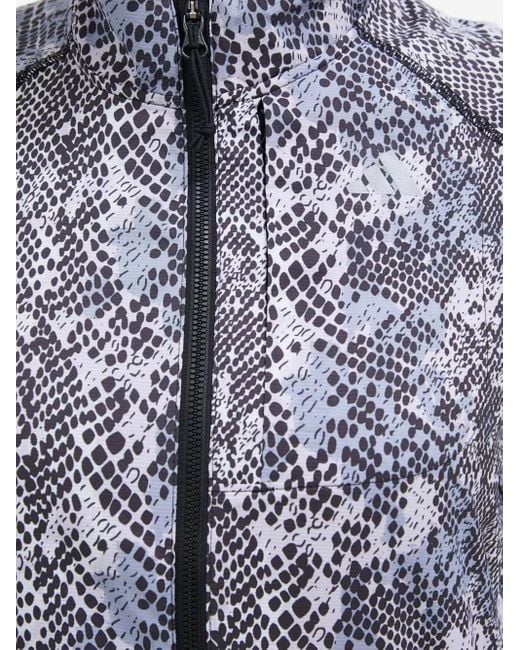 Adidas Black Snakeskin-Print Zip-Up Jacket