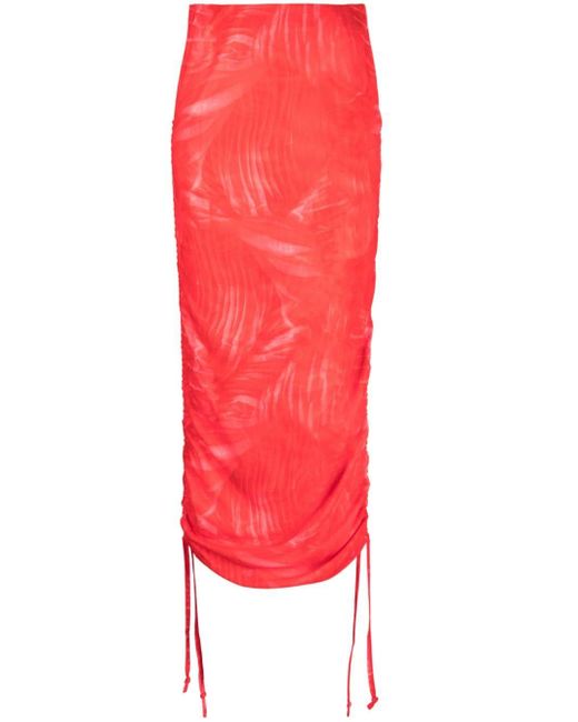 CANNARI CONCEPT Red Ruched-detail High-waist Skirt