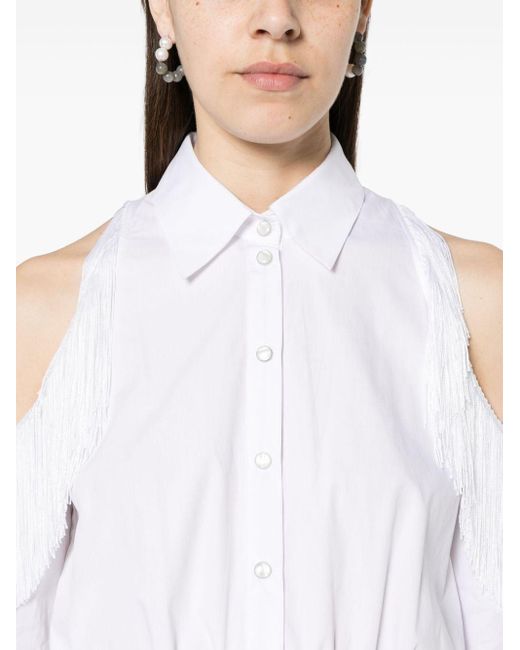 Robe-chemise mi-longue à coupe évasée Pinko en coloris White