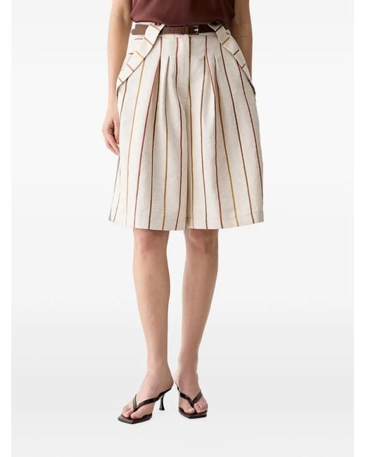 ViCOLO Natural Striped Pleated Shorts