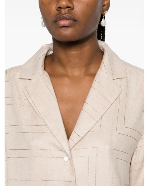 Totême Natural Monogram Flannel Pajama Top