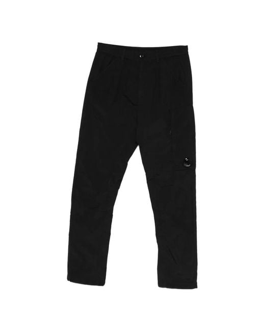 C P Company Black Logo Patch Trousers for men