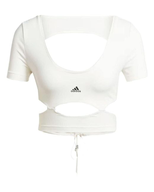 Adidas White X Rui Zhou Sport-T-Shirt mit Cut-Out
