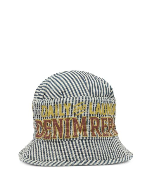 Kapital White Striped Print Hat for men