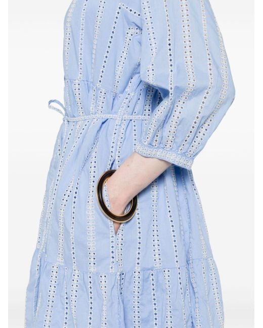 Woolrich Blue Besticktes Minikleid mit Gürtel