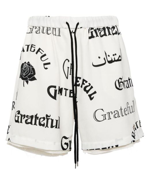 Children of the discordance Gray Text-print Cotton Track Shorts for men
